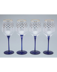 LOMONOSOV IMPERIAL GLASS WINE COBALT NET SET 4 PC 380 ML/12.85 FL.OZ 