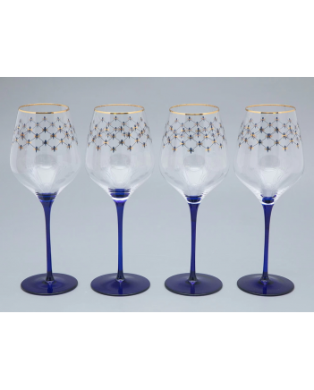 LOMONOSOV IMPERIAL GLASS WINE COBALT NET SET 4 PC 380 ML/12.85 FL.OZ 