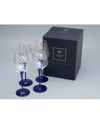 LOMONOSOV IMPERIAL GLASS WINE COBALT NET SET 4 PC 380 ML/12.85 FL.OZ 