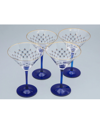 LOMONOSOV IMPERIAL GLASS MARTINI COBALT NET SET 4 PC 150 ML/5 FL.OZ 