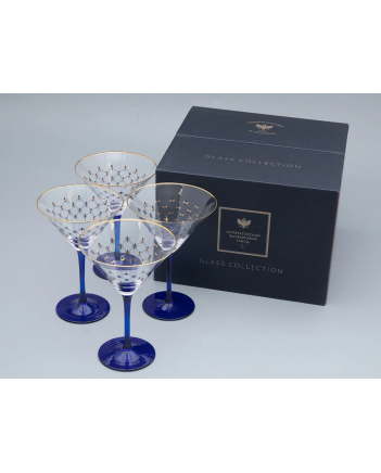 LOMONOSOV IMPERIAL GLASS MARTINI COBALT NET SET 4 PC 150 ML/5 FL.OZ 
