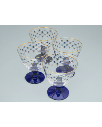 LOMONOSOV IMPERIAL GLASS ICE CREAM VASE BOWL COBALT NET SET 4 PC 380 ML/12.9 FL.OZ 