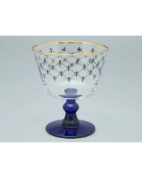 LOMONOSOV IMPERIAL GLASS ICE CREAM VASE BOWL COBALT NET SET 4 PC 380 ML/12.9 FL.OZ 