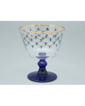 LOMONOSOV IMPERIAL GLASS ICE CREAM VASE BOWL COBALT NET SET 4 PC 380 ML/12.9 FL.OZ 