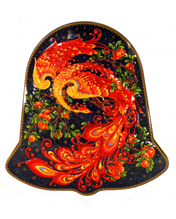 BLACK TEA 5.3 OZ/150 GR IN METAL GIFT BELL BOX PALEKH FIRE BIRD PAINTING