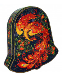 BLACK TEA 5.3 OZ/150 GR IN METAL GIFT BELL BOX PALEKH FIRE BIRD PAINTING