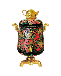 BLACK TEA IN METAL GIFT SAMOVAR BOX KHOKHLOMA BLACK 75 GR 2.6 OZ