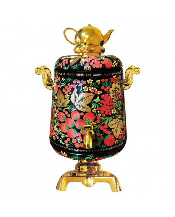 BLACK TEA IN METAL GIFT SAMOVAR BOX KHOKHLOMA BLACK 75 GR 2.6 OZ