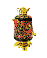 BLACK TEA IN METAL GIFT SAMOVAR BOX KHOKHLOMA BLACK 75 GR 2.6 OZ