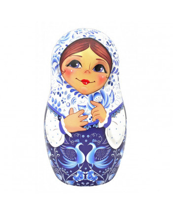 BLACK TEA IN METAL GIFT NESTING DOLL BOX GZHEL WHITE 50 GR 1.8 OZ