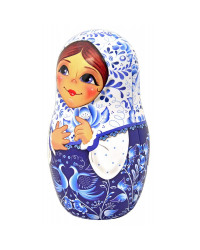 BLACK TEA IN METAL GIFT NESTING DOLL BOX GZHEL WHITE 50 GR 1.8 OZ