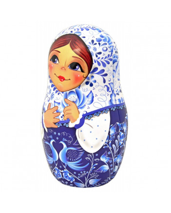 BLACK TEA IN METAL GIFT NESTING DOLL BOX GZHEL WHITE 50 GR 1.8 OZ