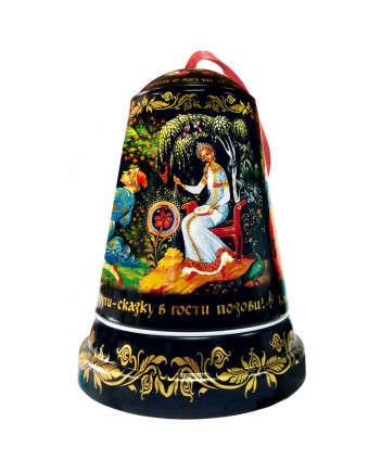 BLACK TEA IN METAL GIFT BELL BOX PALEKH RUSSIAN FAIRYTALE BLACK 50 GR 1.8 OZ