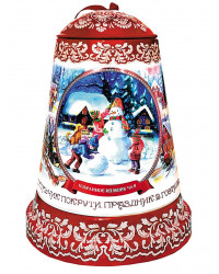 BLACK TEA IN METAL GIFT BELL BOX WINTER SNOWMAN 50 GR 1.8 OZ