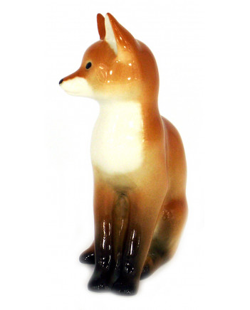 LOMONOSOV IMPERIAL PORCELAIN FIGURINE RED FOX SITTING