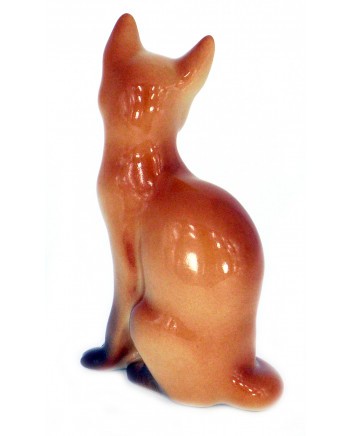 LOMONOSOV IMPERIAL PORCELAIN FIGURINE RED FOX SITTING