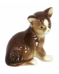 LOMONOSOV IMPERIAL PORCELAIN FIGURINE CAT BROWN KITTEN