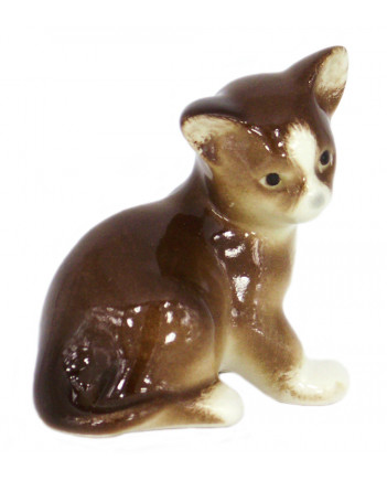 LOMONOSOV IMPERIAL PORCELAIN FIGURINE CAT BROWN KITTEN