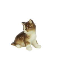 LOMONOSOV IMPERIAL PORCELAIN FIGURINE CAT BROWN KITTEN