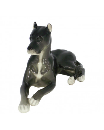LOMONOSOV IMPERIAL PORCELAIN FIGURINE DOG GREAT DANE BLACK