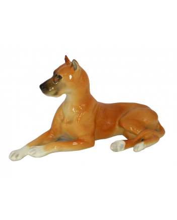 LOMONOSOV IMPERIAL PORCELAIN FIGURINE DOG GREAT DANE RED COLORED