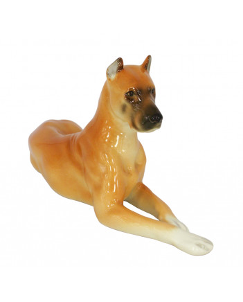 LOMONOSOV IMPERIAL PORCELAIN FIGURINE DOG GREAT DANE RED COLORED