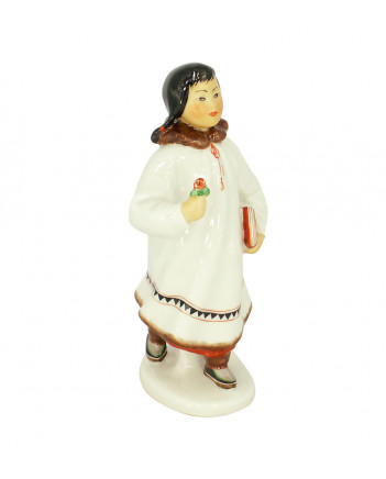 LOMONOSOV IMPERIAL PORCELAIN FIGURINE ESKIMO GIRL WITH FLOWER