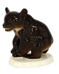 LOMONOSOV IMPERIAL PORCELAIN FIGURINE BROWN BEAR CUB SITTING