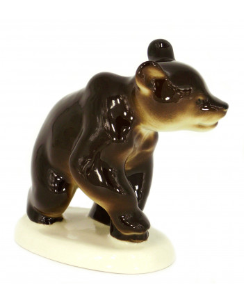 LOMONOSOV IMPERIAL PORCELAIN FIGURINE BROWN BEAR CUB SITTING