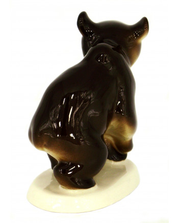 LOMONOSOV IMPERIAL PORCELAIN FIGURINE BROWN BEAR CUB SITTING