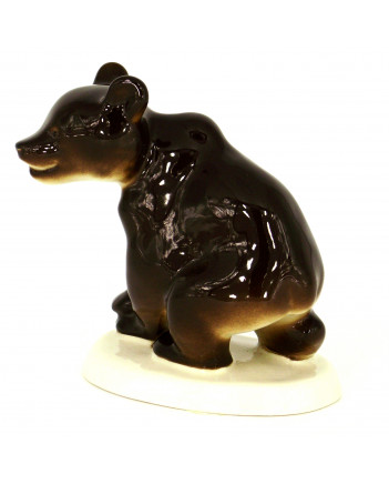 LOMONOSOV IMPERIAL PORCELAIN FIGURINE BROWN BEAR CUB SITTING