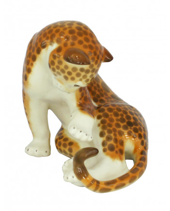 LOMONOSOV IMPERIAL PORCELAIN FIGURINE CHEETAH LEOPARD