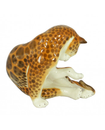 LOMONOSOV IMPERIAL PORCELAIN FIGURINE CHEETAH LEOPARD