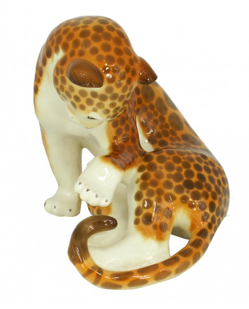 LOMONOSOV IMPERIAL PORCELAIN FIGURINE CHEETAH LEOPARD