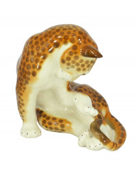 LOMONOSOV IMPERIAL PORCELAIN FIGURINE CHEETAH LEOPARD