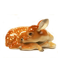 LOMONOSOV IMPERIAL PORCELAIN FIGURINE FAWN DEER SLEEPING