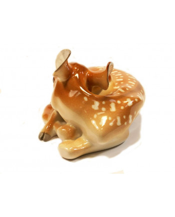 LOMONOSOV IMPERIAL PORCELAIN FIGURINE FAWN DEER SLEEPING