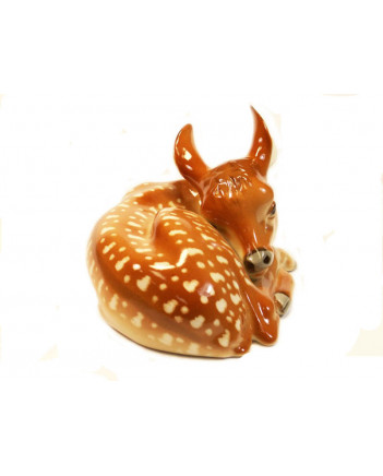 LOMONOSOV IMPERIAL PORCELAIN FIGURINE FAWN DEER SLEEPING