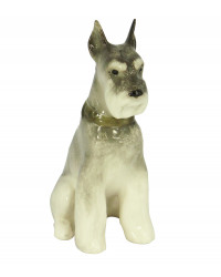 LOMONOSOV IMPERIAL PORCELAIN FIGURINE DOG MINIATURE SCHNAUZER SITTING