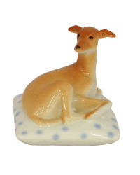 LOMONOSOV IMPERIAL PORCELAIN FIGURINE DOG ITALIAN GRAYHOUND ON POLKA DOT PILLOW