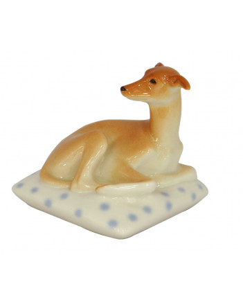 LOMONOSOV IMPERIAL PORCELAIN FIGURINE DOG ITALIAN GRAYHOUND ON POLKA DOT PILLOW