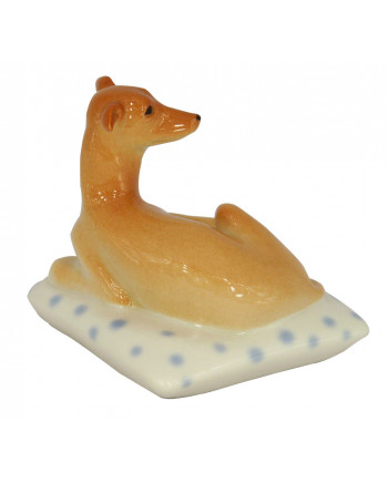 LOMONOSOV IMPERIAL PORCELAIN FIGURINE DOG ITALIAN GRAYHOUND ON POLKA DOT PILLOW