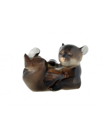 LOMONOSOV IMPERIAL PORCELAIN FIGURINE BROWN BEAR CUB LYING