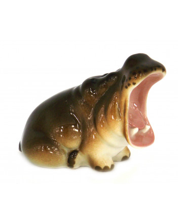 LOMONOSOV IMPERIAL PORCELAIN FIGURINE HIPPO YAWNING