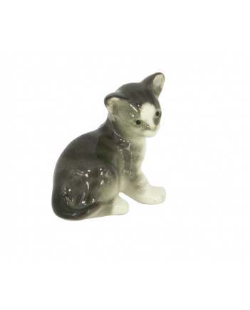 LOMONOSOV IMPERIAL PORCELAIN FIGURINE CAT GRAY KITTEN