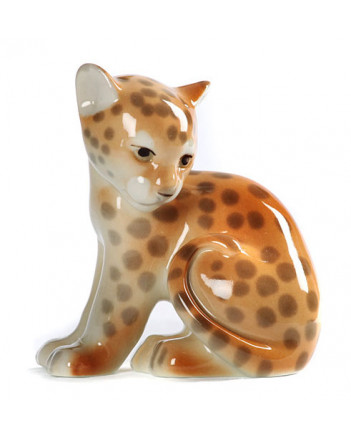 LOMONOSOV IMPERIAL PORCELAIN FIGURINE CHEETAH LEOPARD BABY