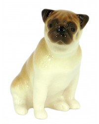 LOMONOSOV IMPERIAL PORCELAIN FIGURINE DOG PUG SITTING