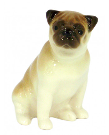 LOMONOSOV IMPERIAL PORCELAIN FIGURINE DOG PUG SITTING