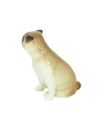 LOMONOSOV IMPERIAL PORCELAIN FIGURINE DOG PUG SITTING