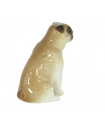 LOMONOSOV IMPERIAL PORCELAIN FIGURINE DOG PUG SITTING